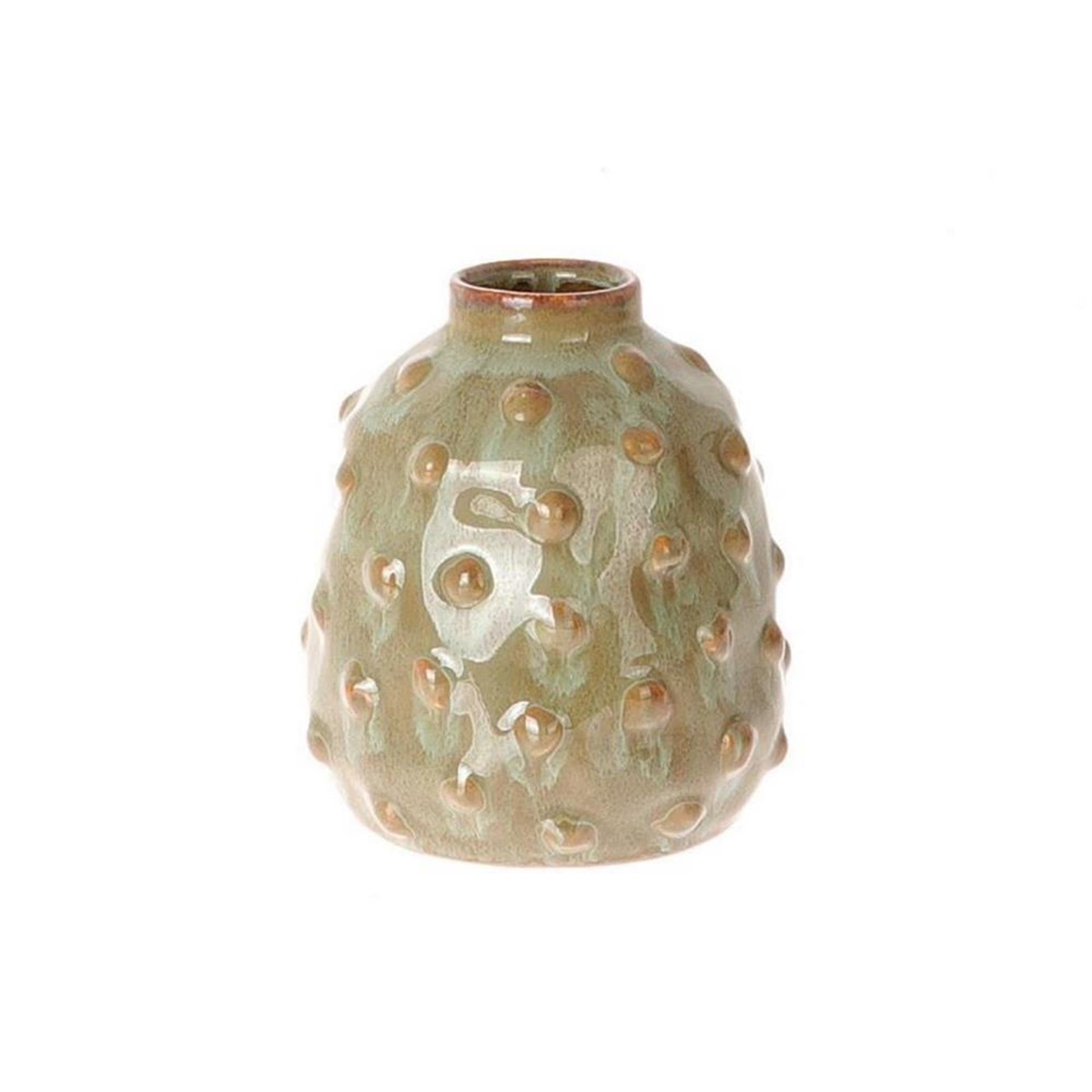 Hbx natural living vase céramique ø10,5xh12cm vert olive