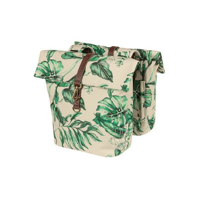 Basil Ever-Green sacoche double pour vélo, PET recyclé, fermeture pliante résistante à l'eau, unisexe, vélo, beige sablonneux