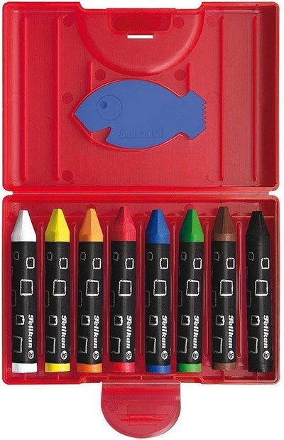 Crayons de cire Pelikan - triangulaires - résistants à l'eau - 8 couleurs