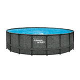 Vagues d'été Piscine de la piscine Cadre d'élite 549 x 132 cm Herringbone sombre + Pompe de filtre de sable - afbeelding 1