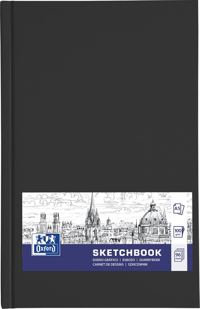 Carnet de croquis Oxford - a5 - 96 feuilles - papier 100g - couverture rigide - noir