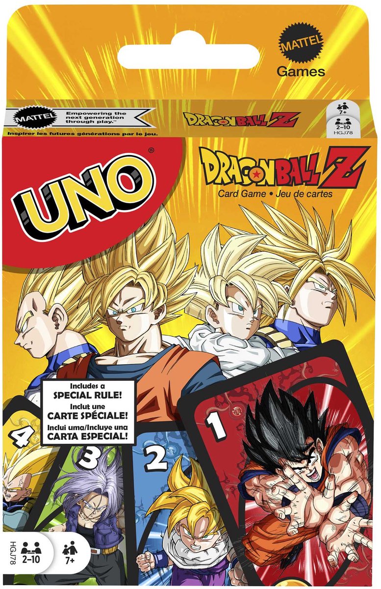 Mattel games uno dragonball z - jeu de cartes - enfants - adultes - cadeau - anglais