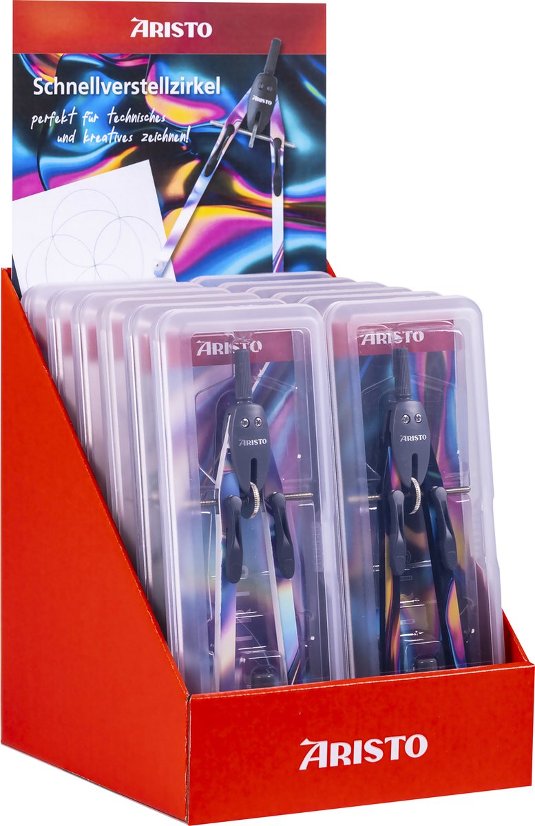 Boussole à réglage rapide Aristo - iris - présentoir avec 12 pièces - ar-vd55956