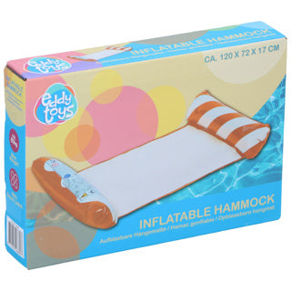 Piscine à matelas pneumatique Eddy Toys - Matelas pneumatique pour piscine adultes à partir de 14 ans - Lit gonflable avec rouleau de tête et de pied - jusqu'à 80 kg - pour eaux peu profondes - avec patch de réparation - orange