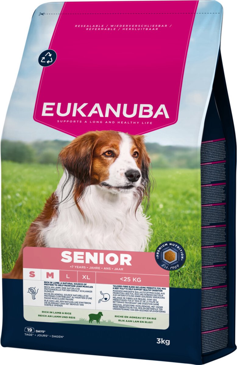 Eukanuba senior petit riz d'agneau moyen large - nourriture pour chien - 3 kg