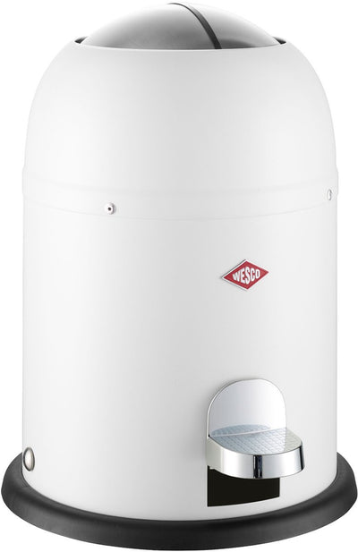 Seau à cosmétiques Wesco mini master en blanc mat, tôle d'acier thermolaquée, capacité 6 litres, seau intérieur en plastique, pédale