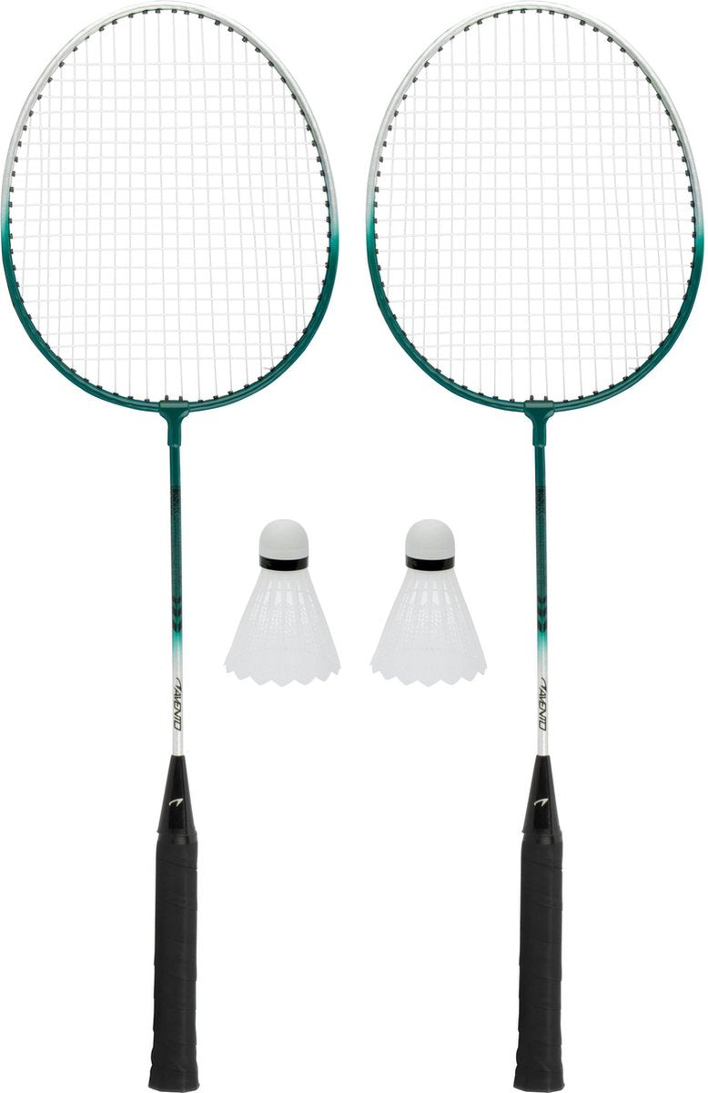 Avento - set de badminton power speed - acier - vert argenté - lot de 2