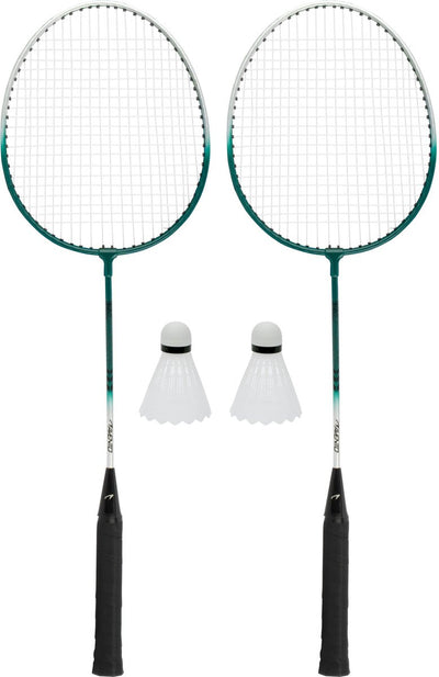 Avento - set de badminton power speed - acier - vert argenté - lot de 2