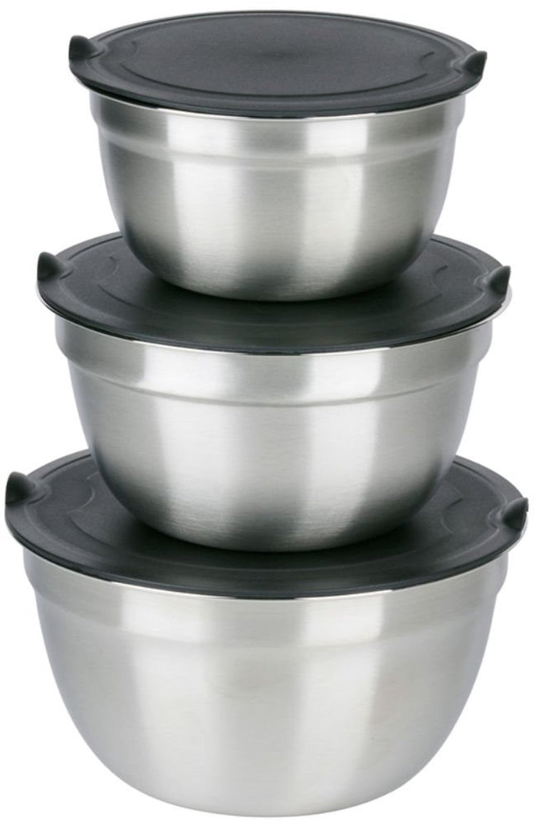 Bols en acier inoxydable Alpina 3 pièces avec couvercle - saladier pour salades - bol à mélanger avec couvercle - bols pour bol à mélanger et conservation - bol à collation