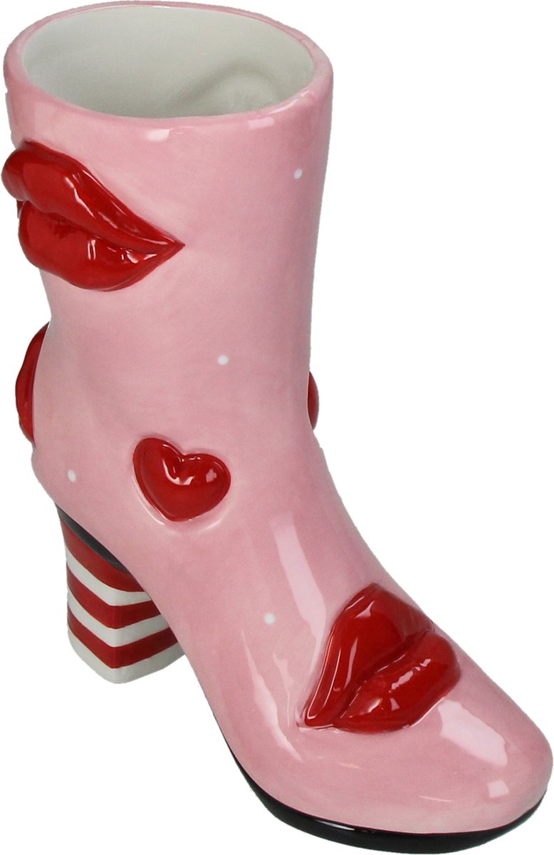 Hd collection vase boot lèvres grès multi 19,5x8,5x23cm
