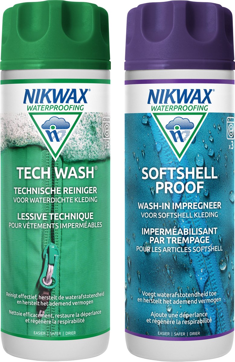 Nikwax tech wash softshell proof, nettoyage et imprégnation pour softshell 300ml