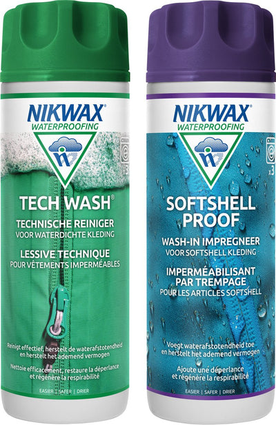 Nikwax tech wash softshell proof, nettoyage et imprégnation pour softshell 300ml