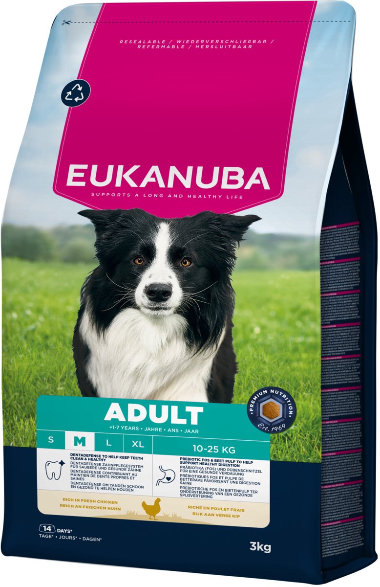 Eukanuba adulte race moyenne poulet - nourriture pour chien - 3 kg