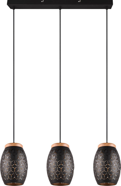 Rl vis ta lumière réalité bidar - lampe suspendue - noir-or - excl. 3x e27 4 w - interrupteur au pied - orientable