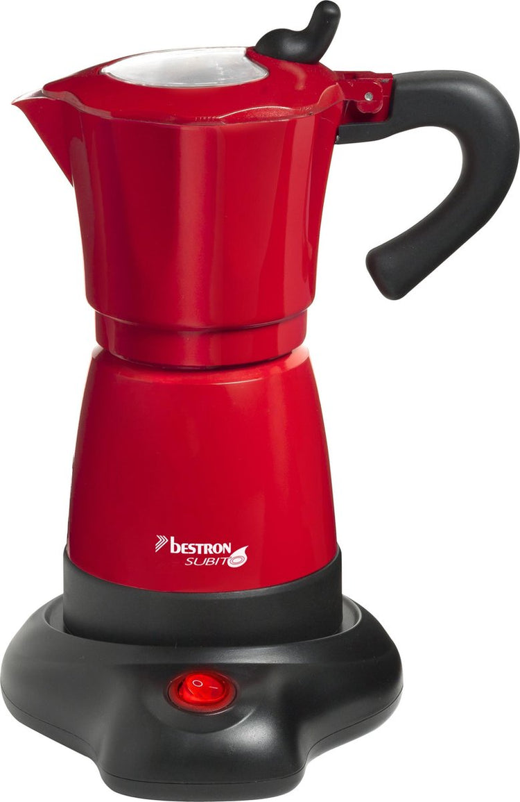Percolateur Bestron - aes480 - 300 ml - 6 tasses - boîtier aluminium - rouge - Garantie 5 ans