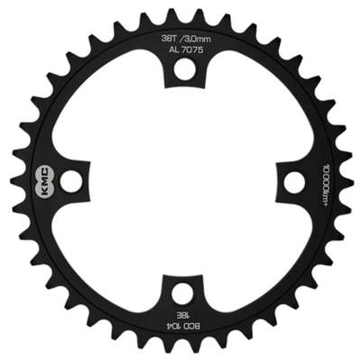 Gear KMC 38T, aluminium 1 2x1 .bcd 104 mm. Ligne de chaîne 3,0 mm à vitesse unique