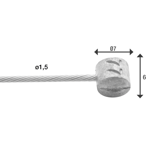 câble intérieur de frein arrière 3000 mm nipple barrel argent 50 pcs