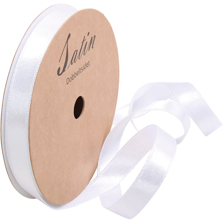Ribbon Satin de la société Creativ, b: 10 mm, blanc, 10 m 1 rouleau