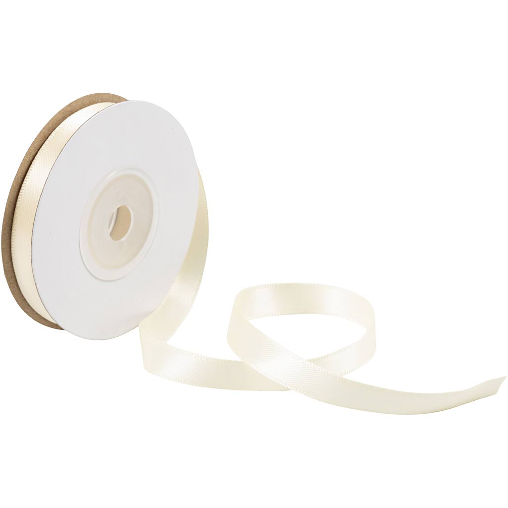 Ruban de satin Creativ company, l: 10 mm, crème, 10 m 1 rouleau