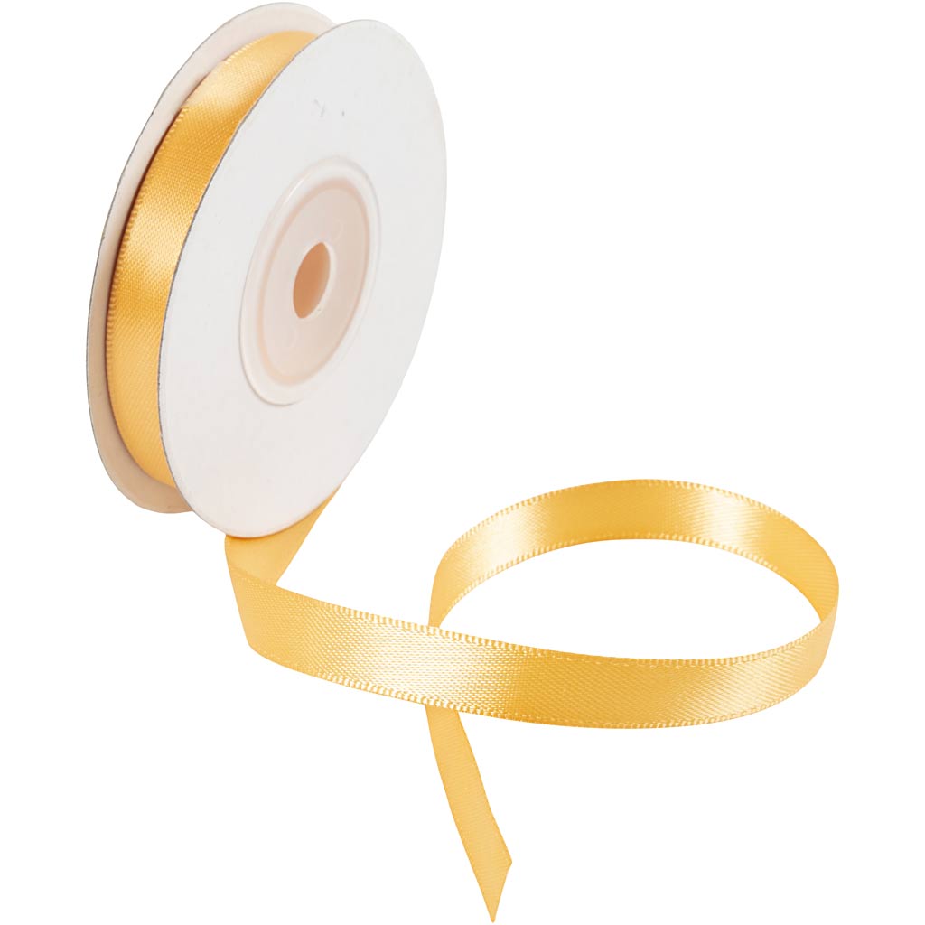 Ruban de satin de la société Creativ, b: 10 mm, jaune, 10 m 1 rouleau