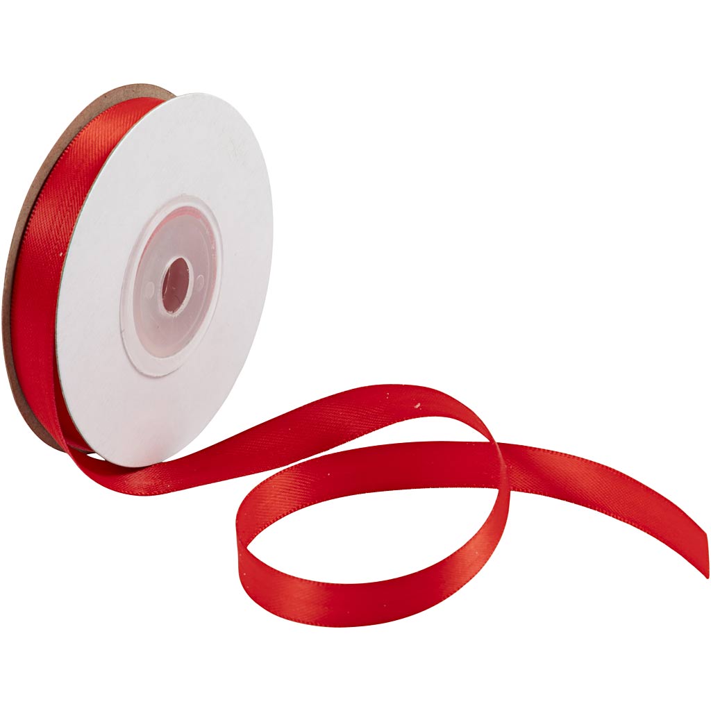 Ribbon Satin de la société Creativ, b: 10 mm, rouge, 10 m 1 rouleau