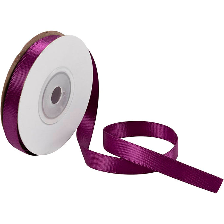 Ruban de satin Creativ company, l: 10 mm, violet foncé, 10 m 1 rouleau