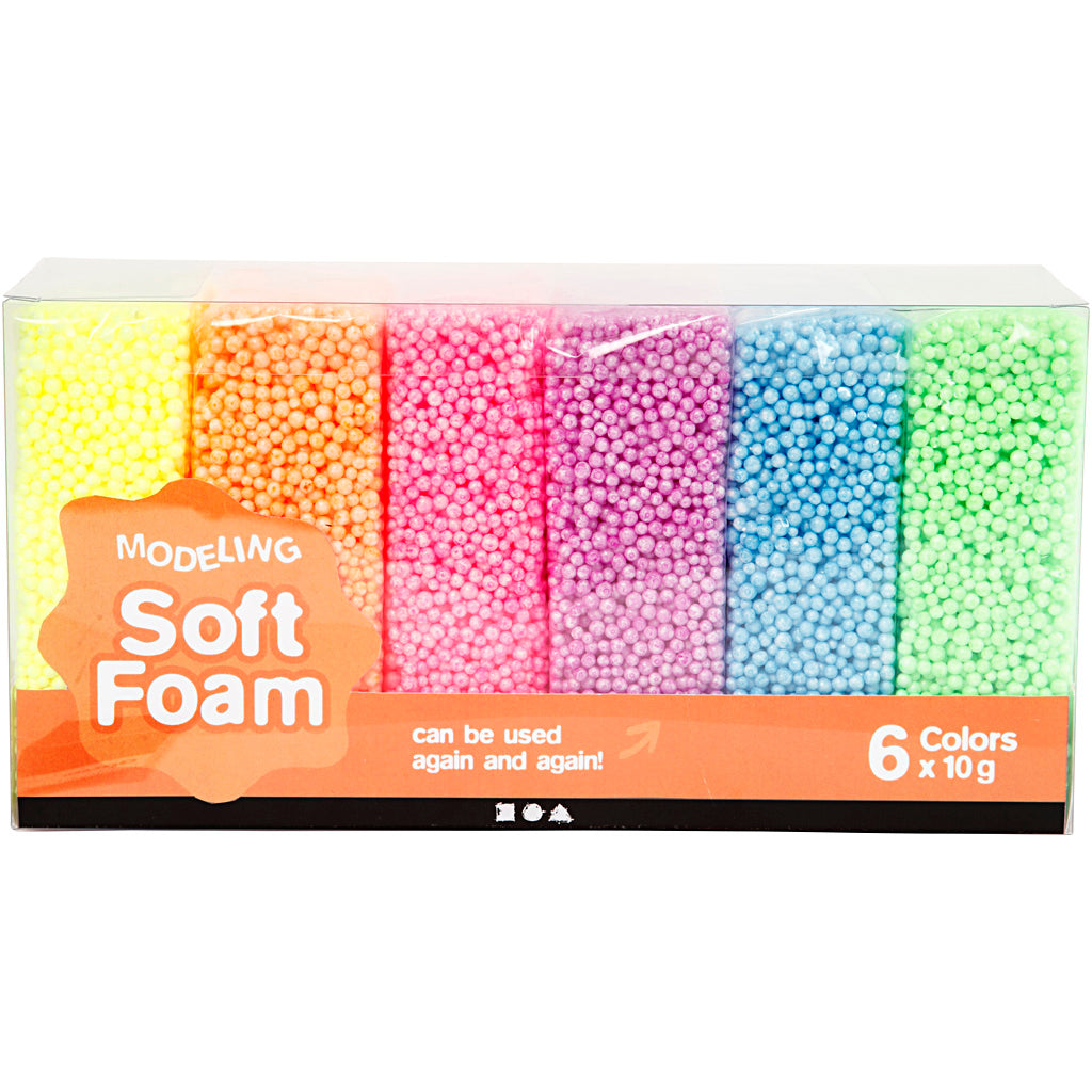Couleurs de néon en argile en mousse molle, 6x10gr.