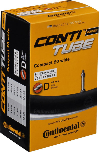 Continental compact 20 large - chambre à air vélo - valve hollandaise - 40 mm - 20 x 1,90 - 2,5
