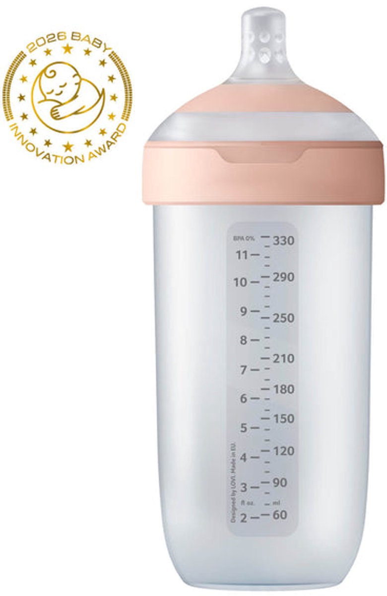 Difrax lovi biberon dynamique - mammafeel - 330 ml - rose - 1 pièce