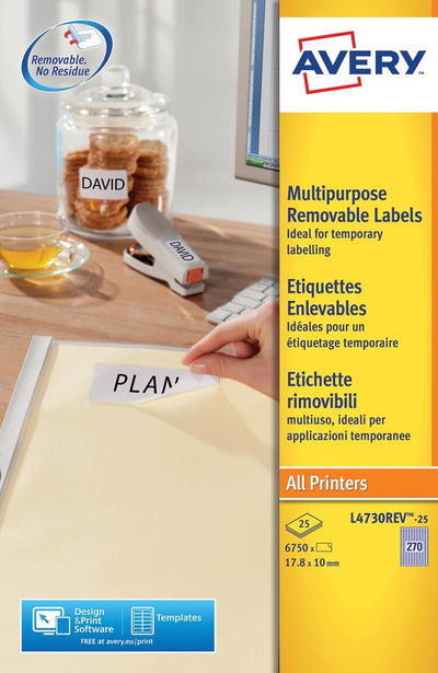 Étiquette Avery zweckform avery ilk 17 - 8x10mm blanc np 25 feuilles 270 étiquettes par feuille