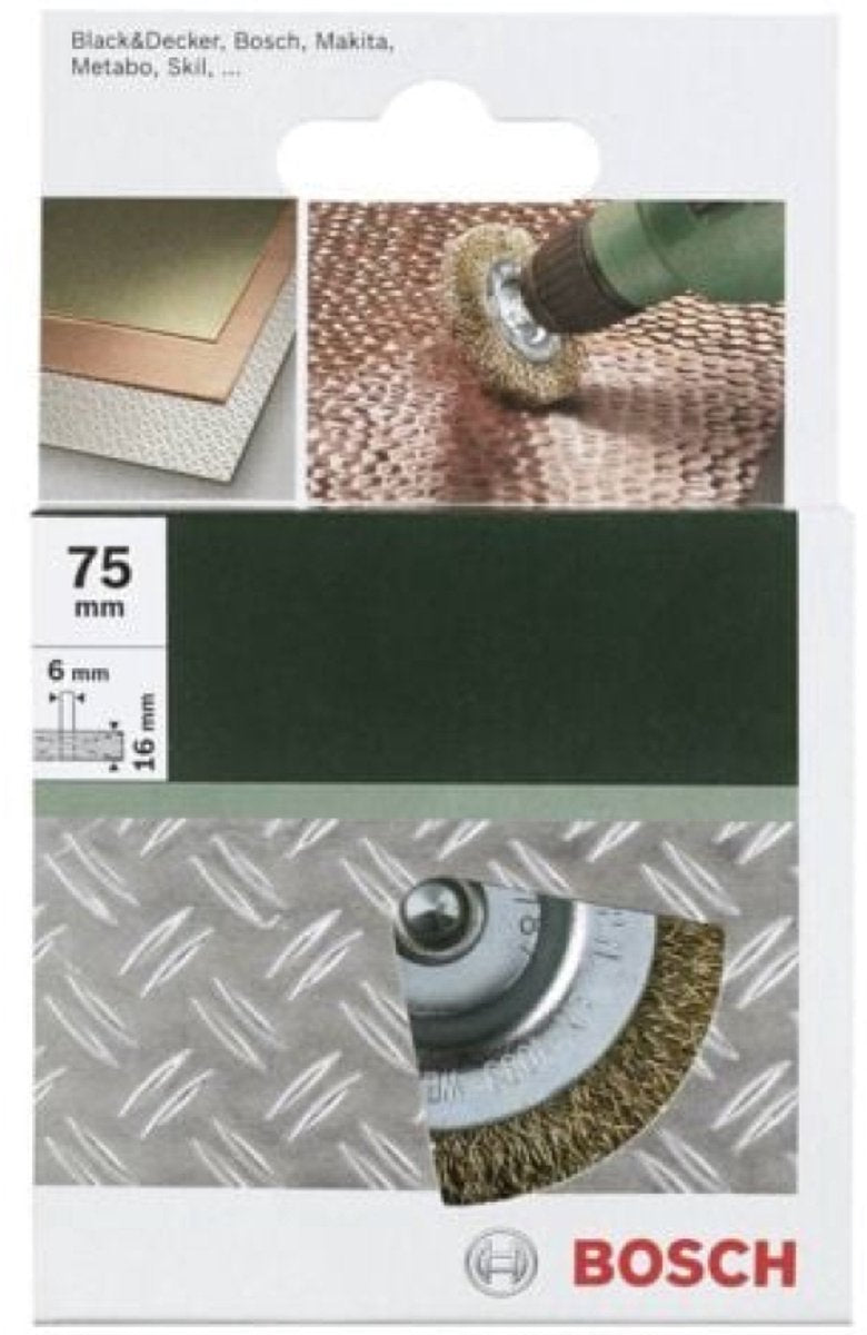 Bosch - brosses à disque pour perceuses - fil ondulé, laitonné, 75 mm 75 mm, 0,2 mm, 4500 tr/min