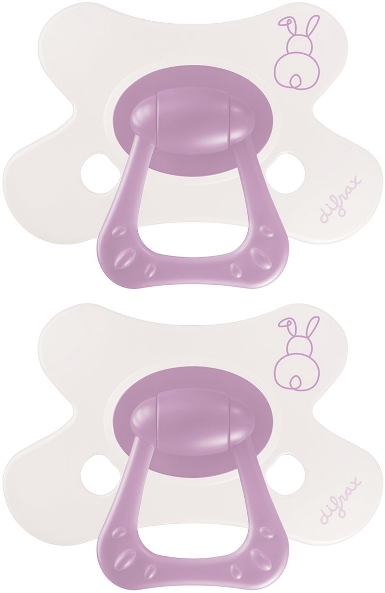 Sucette naturelle Difrax - 6 à 12 mois - lapin - violet - 2 pièces