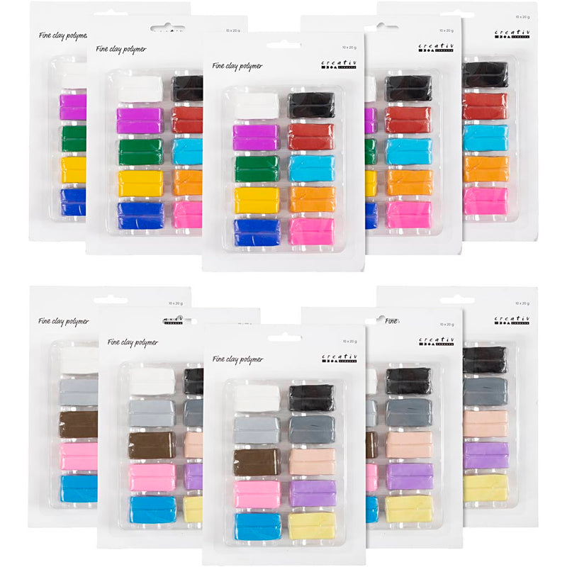 Creativ company pâte polymère fine, colorée, couleurs pastel, 120x20 gr 1 boîte