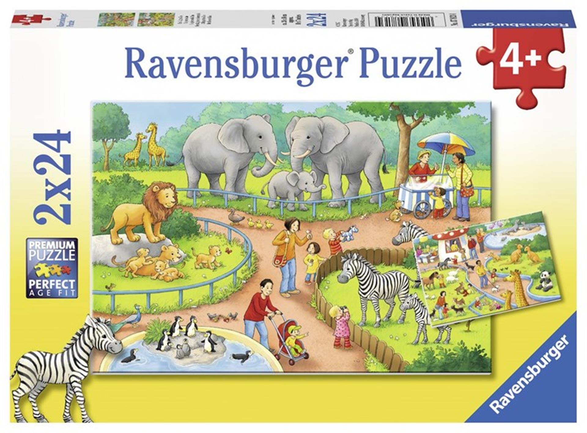 Ravensburger - Puzzle Une journée au zoo 2x24 pièces