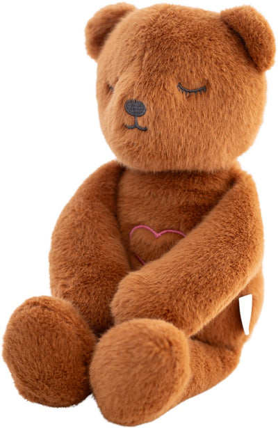 Poupée Lulla ours lulla, peluche marron – avec respiration naturelle par rythme cardiaque – aide au sommeil – fonctionne jusqu'à 12 heures – hypoallergénique et lavable – pour bébé, enfant prématuré