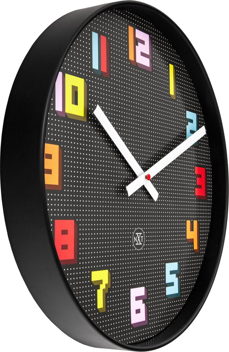 Nexttime nxt game – horloge murale – 35 cm – abs – noir multicolore – silencieux