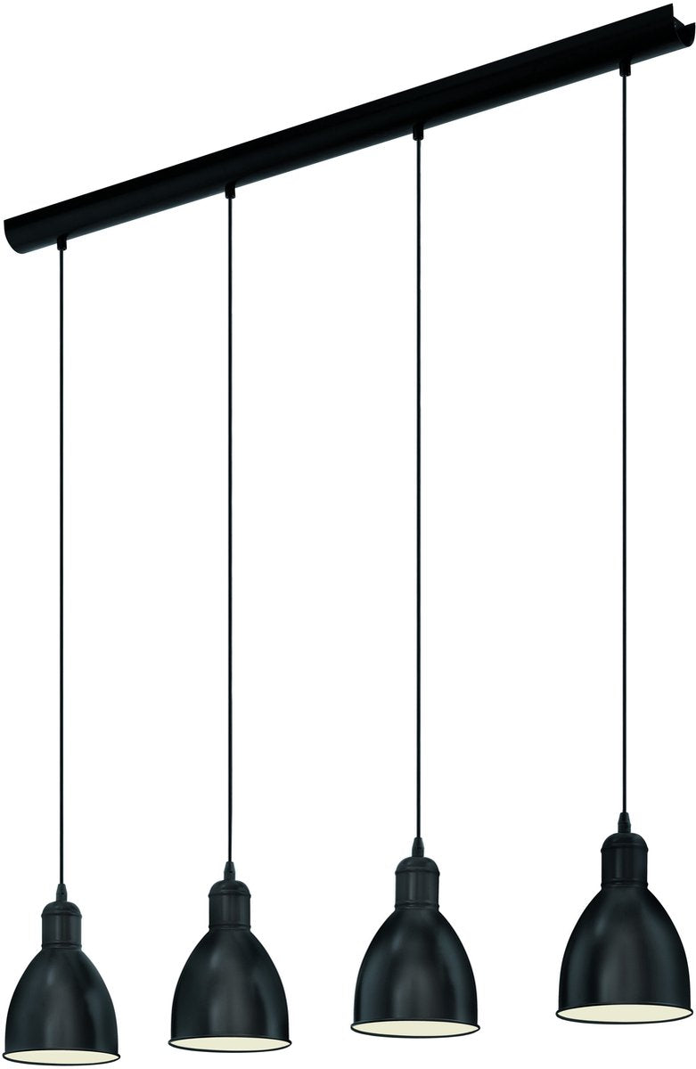 Lampe suspendue Eglo priddy - e27 - 97,5 cm - noir et blanc