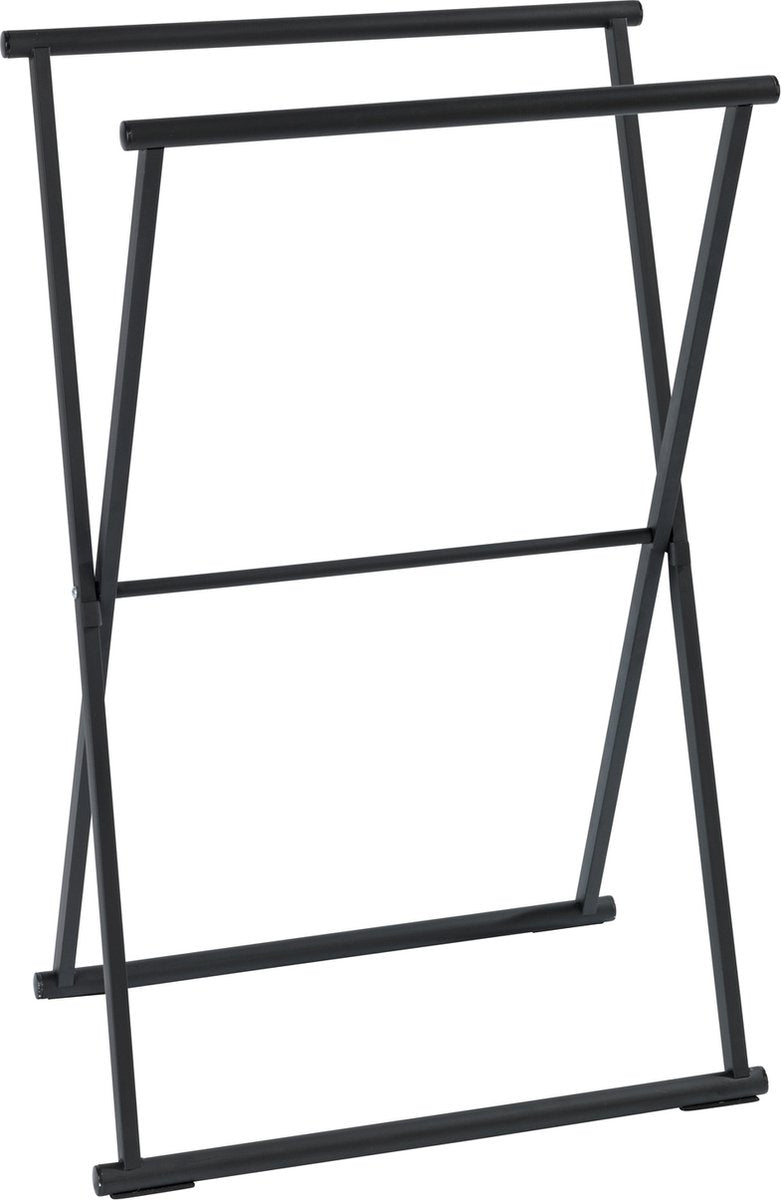Wenko porte-serviettes sur pied pliable lave noir 54x81cm - porte-serviettes - porte-serviettes - porte-serviettes autoportant