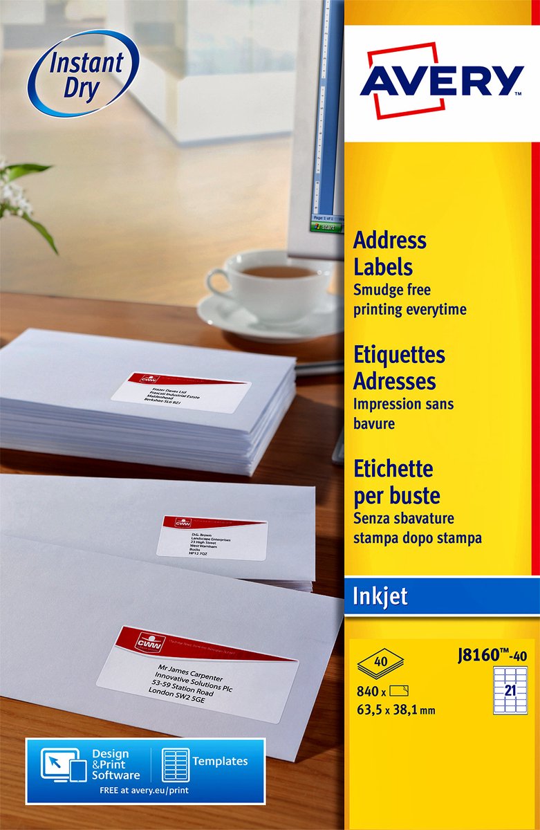 Étiquettes d'adresse Avery j8160-25