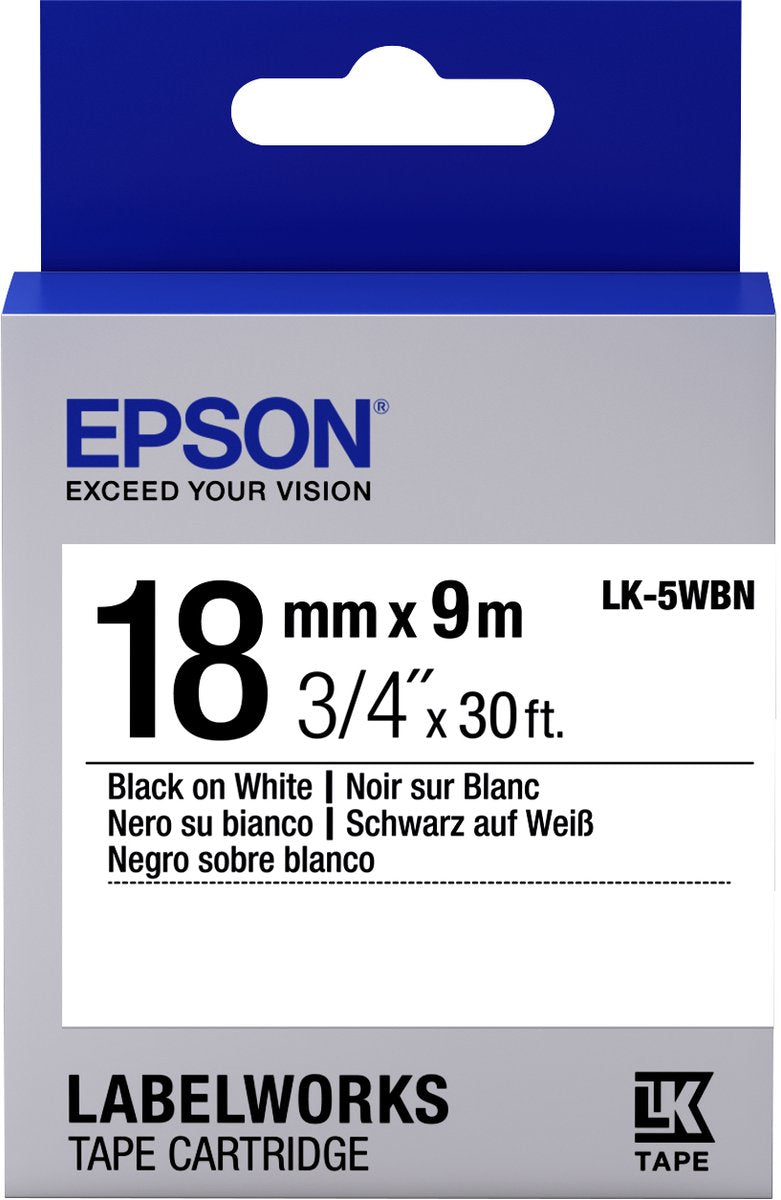 Ruban pour imprimante d'étiquettes Epson lk-5wbn