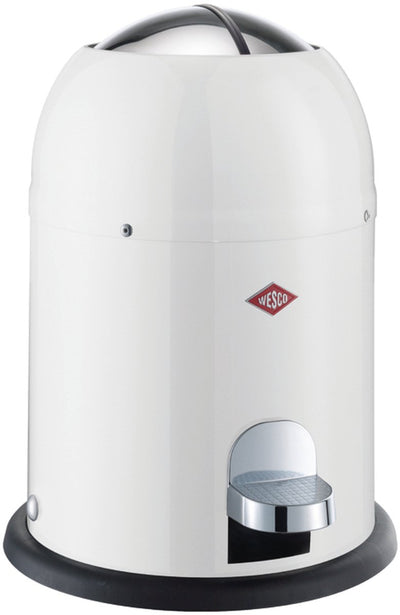Seau à cosmétiques Wesco mini master en tôle d'acier thermolaquée blanche, capacité 6 litres, seau intérieur en plastique, pédale