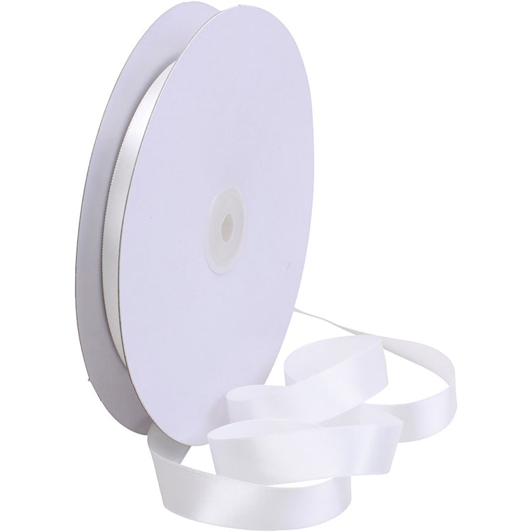 Ruban de satin de la société Creativ, b: 15 mm, blanc, 50 m 1 rouleau