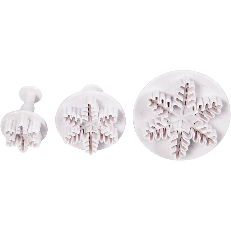 Creativ company emporte-pièces avec tampon, flocon de neige, d 3,2+4,8+6,5 cm, blanc, 3 pièces 1 boîte