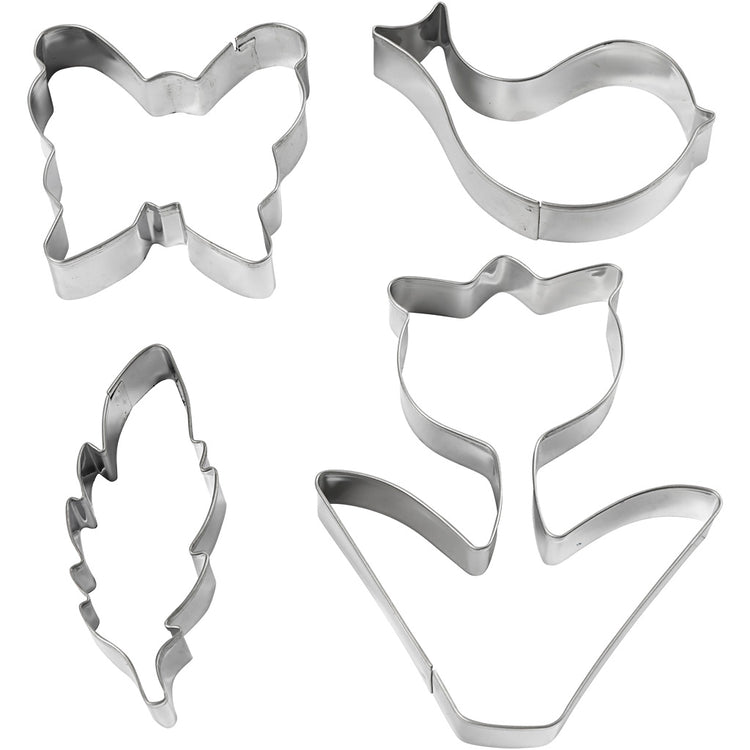 Emporte-pièces Creativ company, fleur, oiseau, papillon, plume, h : 11 cm, 4 pièces 1 boîte