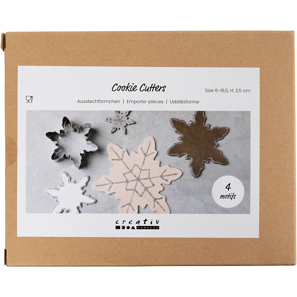 Emporte-pièces Creativ company, flocon de neige, h : 2,5 cm, taille 6-16,5 cm, 1 pièce 1 boîte