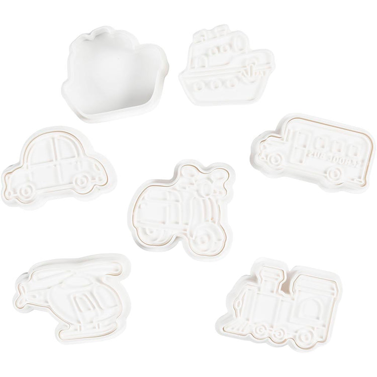Emporte-pièces Creativ company avec tampon, transport, taille 3,5-5,5 cm, blanc, 6 pièces 1 boîte
