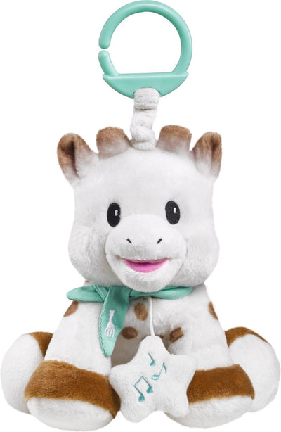 Sophie la girafe peluche musicale - pendentif musique - jouet bébé - cadeau maternité - cadeau baby shower - à partir de 0 mois - 27x11x23 cm - peluche - blanc marron turquoise