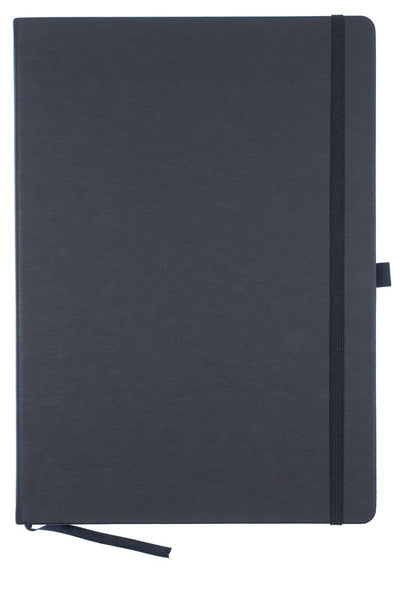 Carnet Kangaro - a4 - noir - avec trait - avec fermeture élastique, ruban et passant pour stylo - k-552261