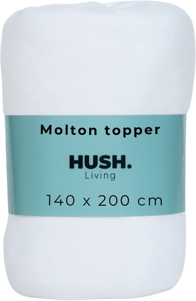 Faire taire. Living Hush Living Molton Topper Protector - 80 % coton 20 % polyester - excellente absorption de l'humidité - indéformable - confort et protection durable - 140 x 200 + 15 cm