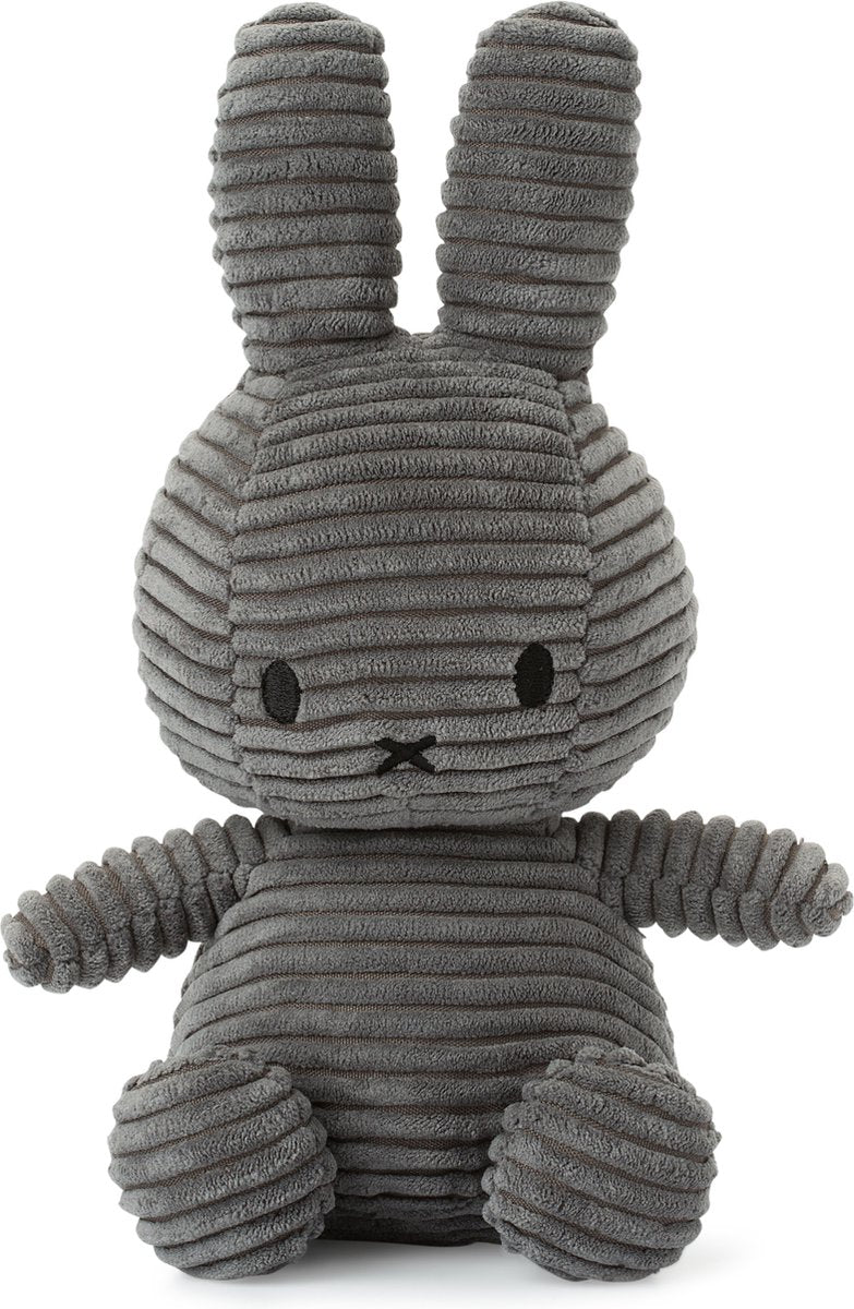 Bon ton jouets Miffy - velours côtelé écologique gris - 23 cm - 9